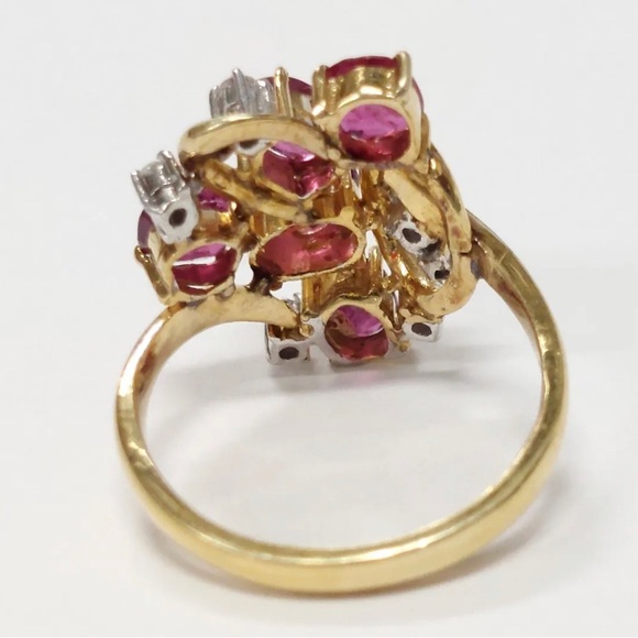 ❤️Host Pick❤️ 14K Retro Natural Ruby Diamond Ring - Elegant Midcentury Vintage - Picture 6 of 14